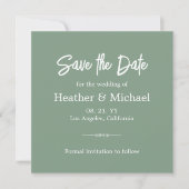 Modern Sage Green Save the Date QR Wedding Kaart (Voorkant)