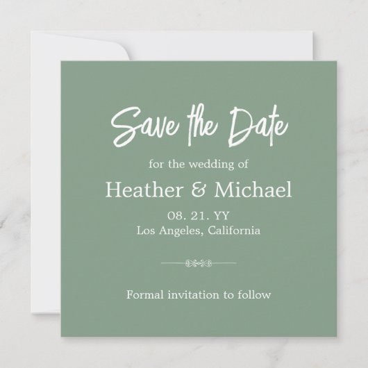 Modern Sage Green Save the Date QR Wedding Kaart (Voorkant)