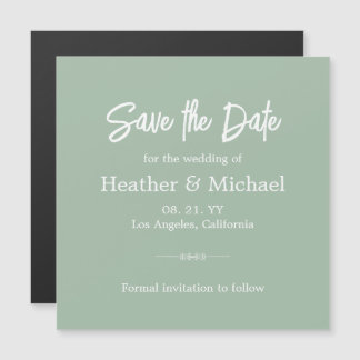 Modern Sage Green Save the Date Wedding Magnetische Uitnodiging