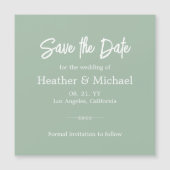Modern Sage Green Save the Date Wedding Magnetische Uitnodiging (Voorkant)