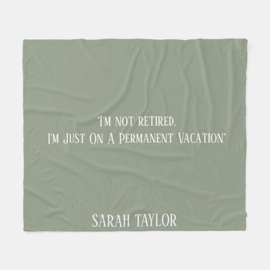 Modern Sage Green Saying Retirement Name Monogram  Fleece Deken (Voorkant (Horizontaal))