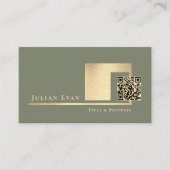 Modern Sage Green Scannable QR Code Minimalistic Visitekaartje (Voorkant)