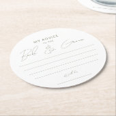 Modern Sage Green Script Advies Bruid Groom Favori Ronde Kartonnen Onderzetter (Gebogen)