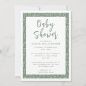 Modern Sage Green Script Baby shower Invitation Kaart (Voorkant)