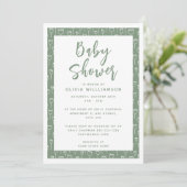 Modern Sage Green Script Baby shower Invitation Kaart (Staand voorkant)