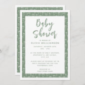 Modern Sage Green Script Baby shower Invitation Kaart (Voorkant / Achterkant)