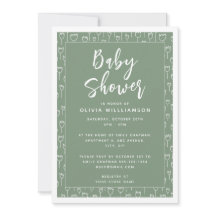 Modern Sage Green Script Baby shower