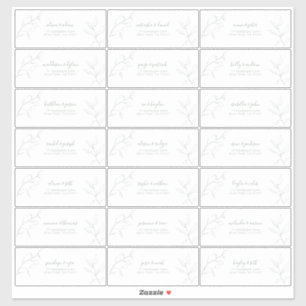 Modern Sage Green Script Botanical Guest Address Sticker