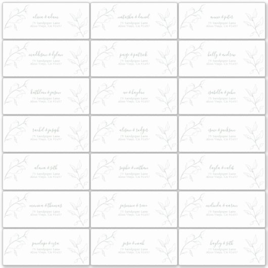 Modern Sage Green Script Botanical Guest Address Sticker (Voorkant)