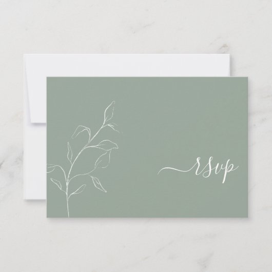 Modern Sage Green Script Botanical No Menu RSVP (Voorkant)