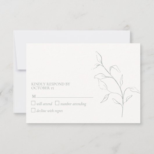 Modern Sage Green Script Botanical No Menu RSVP (Achterkant)