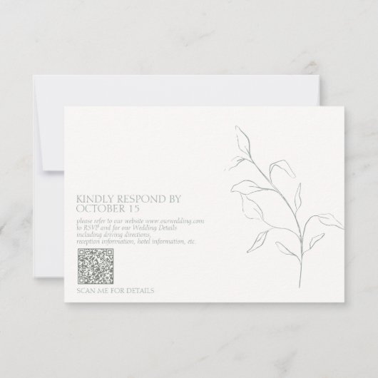 Modern Sage Green Script Botanical QR Code RSVP (Achterkant)