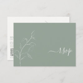 Modern Sage Green Script Botanical QR Code RSVP