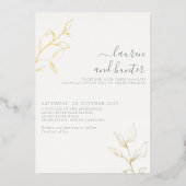Modern Sage Green Script Botanical Wedding Gold Folie Uitnodiging (Voorkant)