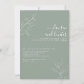 Modern Sage Green Script Botanical Wedding Invitat Kaart (Voorkant)