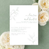 Modern Sage Green Script Botanical Wedding Kaart