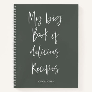 Modern Sage Green Script Cooking Recipe Kitchen Notitieboek