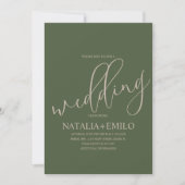 Modern Sage Green Script Cream Minimal Wedding Kaart (Voorkant)