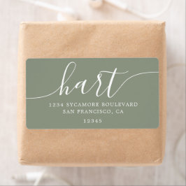 Modern Sage Green Script Family Retouradres Etiket