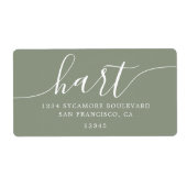 Modern Sage Green Script Family Retouradres Etiket (Voorkant)