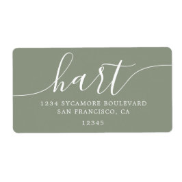 Modern Sage Green Script Family Retouradres Etiket