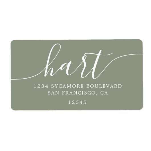 Modern Sage Green Script Family Retouradres Etiket (Voorkant)