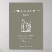 Modern Sage Green Script Mimosa Bar Trouwbord Poster (Voorkant)