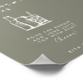 Modern Sage Green Script Mimosa Bar Trouwbord Poster (Hoek)