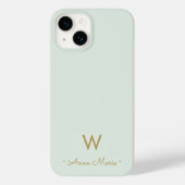 Modern Sage Green Script Monogram Case-Mate iPhone Case (Achterkant)