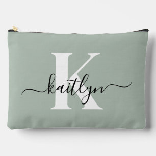 Modern Sage Green Script Monogram Etui