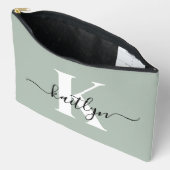 Modern Sage Green Script Monogram Etui (Open)