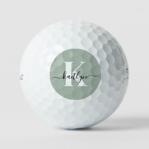 Modern Sage Green Script Monogram Golfballen