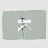 Modern Sage Green Script Monogram Golfhanddoek (Horizontaal)