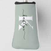 Modern Sage Green Script Monogram Golfheadcover (Draai 90)