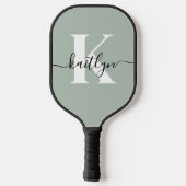 Modern Sage Green Script Monogram Pickleball Paddle (Achterkant)