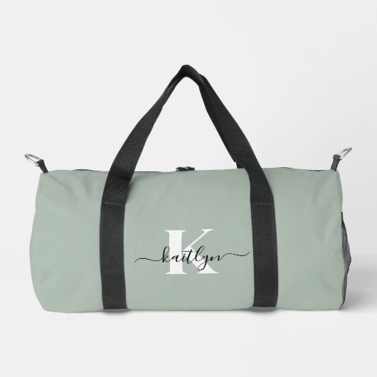 Modern Sage Green Script Monogram Plunjezak (Voorkant)