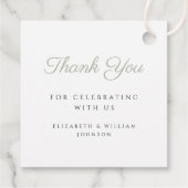 Modern Sage Green Script Photo Baptisme Bedankjes Labels (Achterkant)