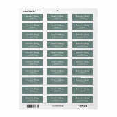 Modern Sage Green Script Return Address Etiket (Full Sheet)