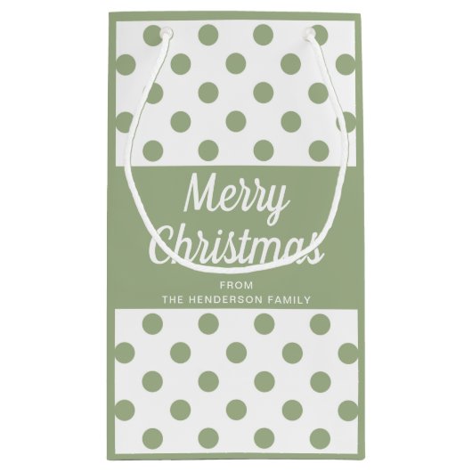 Modern Sage Green Script Vrolijk kerstfeest Klein Cadeauzakje (Achterkant)