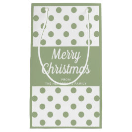 Modern Sage Green Script Vrolijk kerstfeest Klein Cadeauzakje