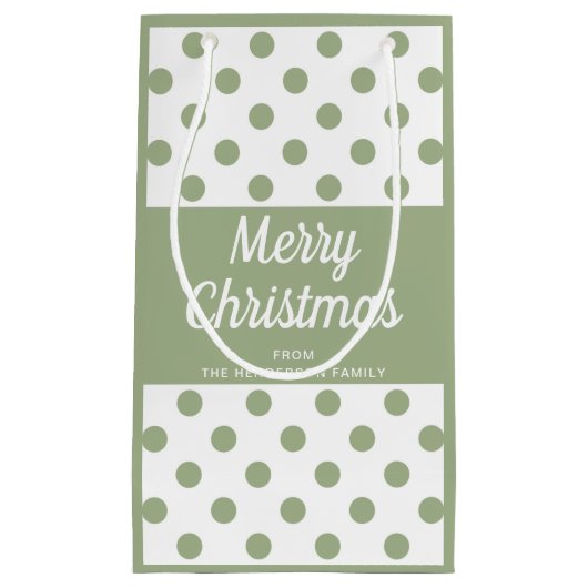 Modern Sage Green Script Vrolijk kerstfeest Klein Cadeauzakje (Voorkant)