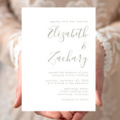 Modern Sage Green Script Wedding Kaart