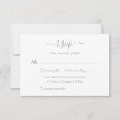 Modern Sage Green Script Wedding RSVP Kaarten (Voorkant)