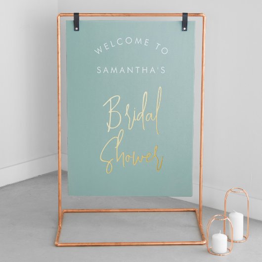 Modern Sage Green Script Welcome Vrijgezellenfeest Folie Afdrukken