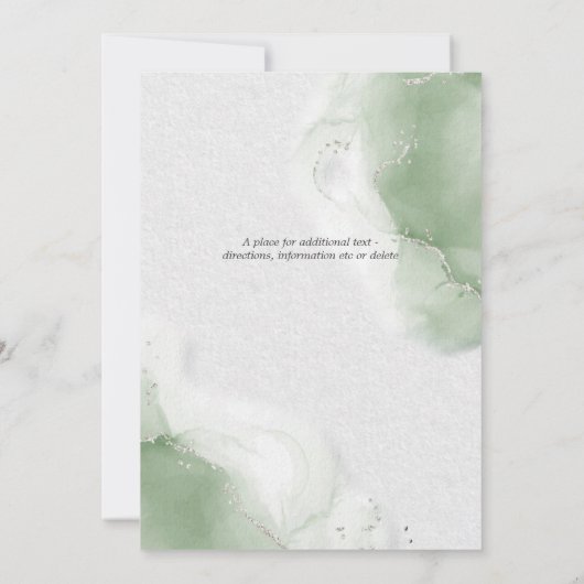 Modern Sage Green Silver Kaart (Achterkant)