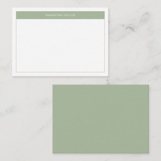 Modern Sage Green Simple Border Name Budget Notitiekaartje (Voorkant / Achterkant)