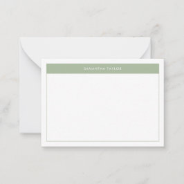 Modern Sage Green Simple Border Name Budget Notitiekaartje