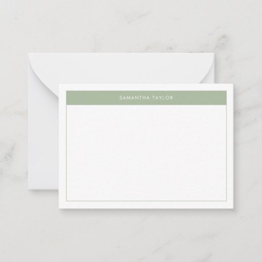 Modern Sage Green Simple Border Name Budget Notitiekaartje (Voorkant)