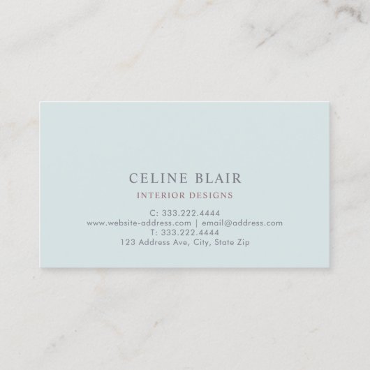 Modern Sage Green Simple Minimalist Visitekaartje (Achterkant)