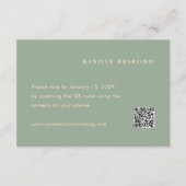 Modern Sage Green Simple QR Code Wedding RSVP Kaartje (Voorkant)